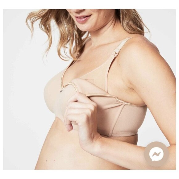 CAKE Lingerie "Croissant' Smoothing Flexiwire Nursing Bra Beige, Size 32D - Picture 1 of 11